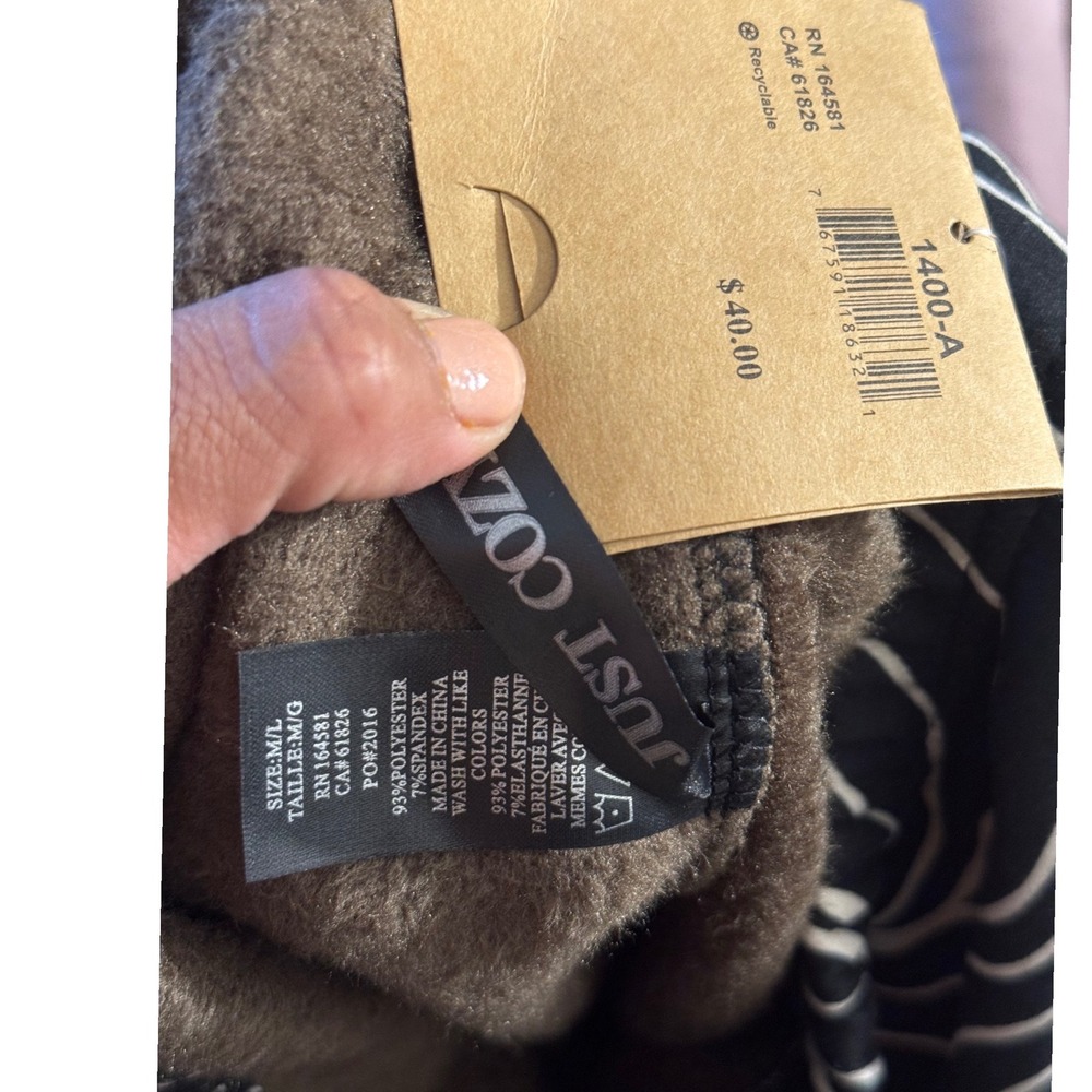 Just Cozy Black White Swirl Fleece Lined Leggings 8-Way Stretch NWT M/L - Picture 7 of 7